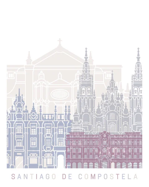 Santiago Compostela Poster Skyline Colore Pastello — Foto Stock
