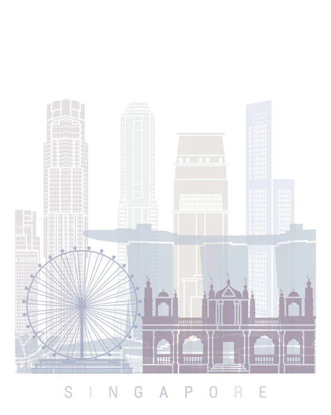 Singapur Skyline Poster Pastel — Foto de Stock