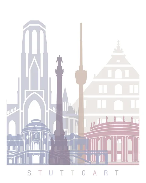 Stuttgart Skyline Poster Pastel — Stock Photo, Image