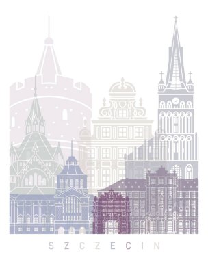 SZCZECIN SKYLINE POSTER PASTEL