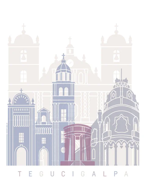 Tegucigalpa Skyline Poster Pastel — Zdjęcie stockowe
