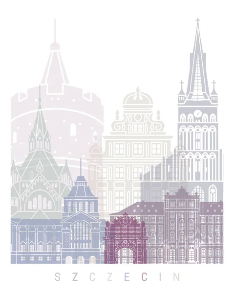 Szczecin Skyline Poster Pastel — 图库照片