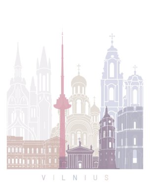  VILNIUS SKYLINE POSTER PASTEL