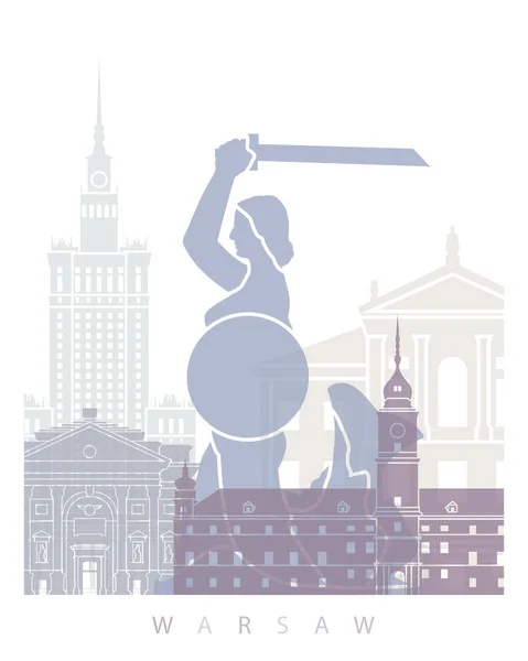 Warszawa Skyline Poster Pastel — Zdjęcie stockowe