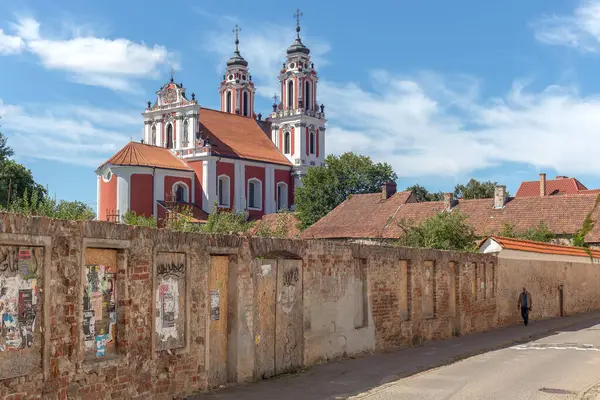 Wilno Lituania Sierpnia 2023 Kościół Katarzyny Stary Mur Murowany Widok — Zdjęcie stockowe