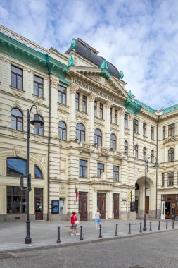 Vilnius, Litvanya 13 AĞUSTOS 2023. Litvanya Ulusal Filarmoni, cephe