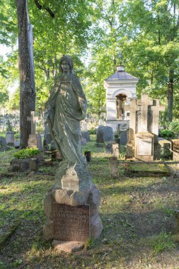 Vilnius, Litvanya 14 AĞUSTOS, 2023. Bernardine Mezarlığı. Genel bakış ve detaylar