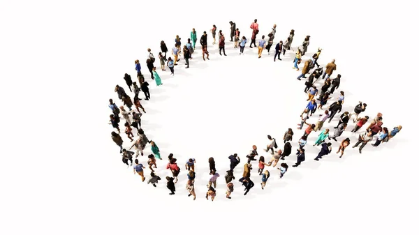 Concept Conceptual Large Community People Forming Emplty Cloud Sign 온라인 — 스톡 사진