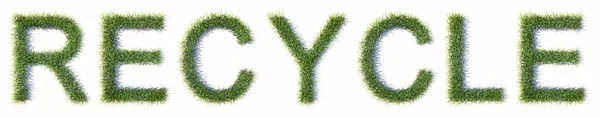 Begreppet Eller Konceptuell Grön Gräsmatta Gräs Bildar Recycle Ordet Isolerad — Stockfoto