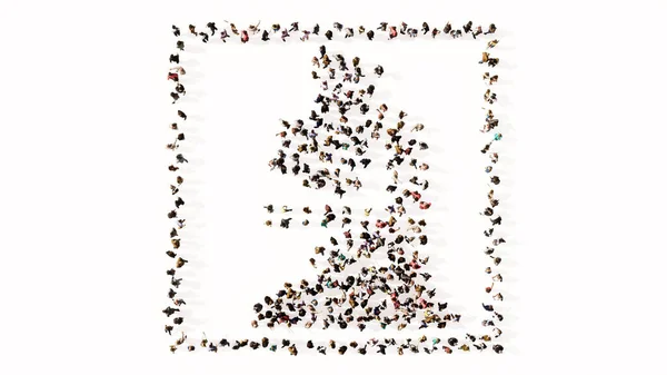 Концепция Концептуальный Большой Сбор Людей Образующих Зеленый Свет Микроскоп Изображения — стоковое фото