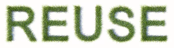 Понятие Концептуальный Зеленый Газон Травы Образуя Слово Reuse Изолированы Белом — стоковое фото