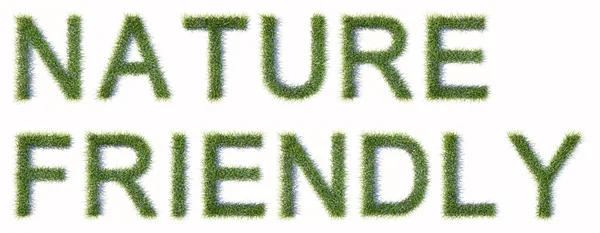 Konzept Oder Konzeptionelle Grüne Rasenrasen Bilden Den Nature Friendly Text — Stockfoto