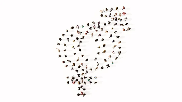 Концепция Концептуальное Большое Собрание Людей Формирующих Образ Гендерных Знаков Черном — стоковое фото
