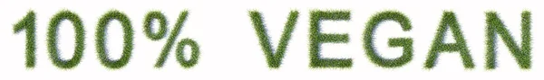 Concepto Césped Verde Conceptual Que Forma Texto 100 Vegan Aislado — Foto de Stock