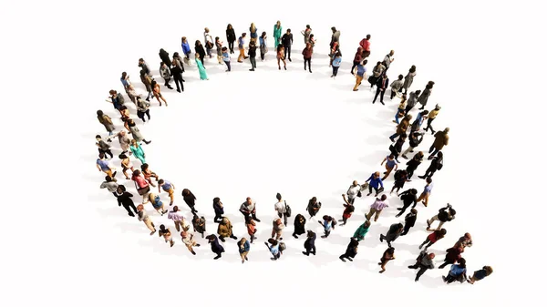 Concept Conceptual Large Community People Forming Emplty Cloud Sign 온라인 — 스톡 사진