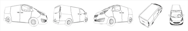 Ensemble Conceptuel Vectoriel Collection Esquisses Autobus Urbains Sous Différents Angles — Image vectorielle