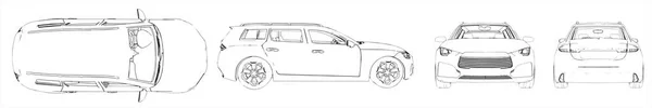 Lüks Bir Arabanın Kavramsal Kavramsal Çizimleri Farklı Açılardan Çizilir Ulaşım — Stok fotoğraf