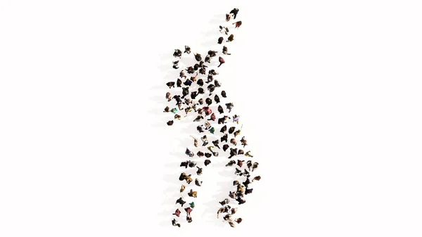 Концепция Концептуальное Большое Сообщество Людей Формирующих Образ Легкоатлета Белом Фоне — стоковое фото