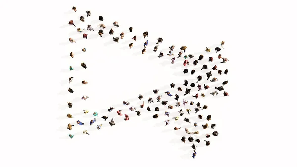 Концепция Концептуального Большого Сообщества Людей Образующих Икону Мегафона Метафора Иллюстрации — стоковое фото
