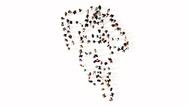 Концепция Концептуальное Большое Сообщество Людей Формирующих Образ Красочного Бегуна Белом — стоковое фото