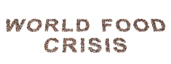 Концептуальне Велике Співтовариство Людей Формують Повідомлення World Food Cris Ілюстрація — стокове фото