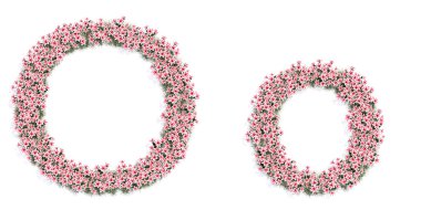 O yazı tipini oluşturan güzel zambak buketlerinin kavramsal veya kavramsal seti. 3 boyutlu eğitim, tasarım ve dekorasyon metaforu, romantizm ve aşk, doğa, ilkbahar veya yaz.