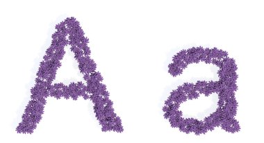 A yazı tipini oluşturan güzel lupin buketlerinin kavramsal veya kavramsal seti. 3 boyutlu eğitim, tasarım ve dekorasyon metaforu, romantizm ve aşk, doğa, ilkbahar veya yaz.