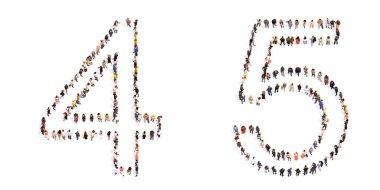 Yazı tipleri 4 ve 5 'i oluşturan kavramsal ve kavramsal geniş topluluk. Birlik ve çeşitlilik için 3d illüstrasyon metaforu, insani yardım, takım çalışması, işbirliği, eğitim, arkadaşlık ve toplum