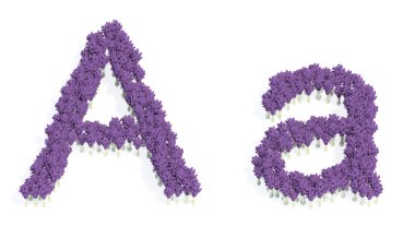 A yazı tipini oluşturan güzel lupin buketlerinin kavramsal veya kavramsal seti. 3 boyutlu eğitim, tasarım ve dekorasyon metaforu, romantizm ve aşk, doğa, ilkbahar veya yaz.