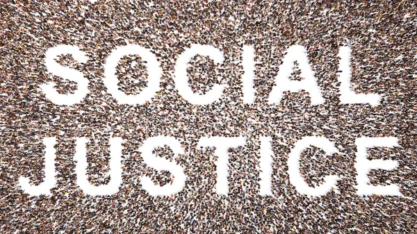 Conceito Grande Comunidade Conceitual Pessoas Que Formam Mensagem Justiça Social — Fotografia de Stock