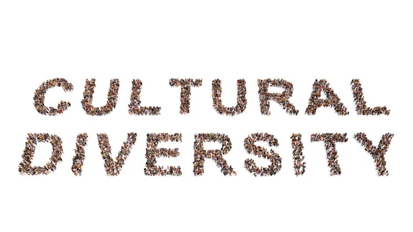 Conceito Conceitual Grande Comunidade Pessoas Formando Mensagem Diversidade Cultural Ilustração — Fotografia de Stock