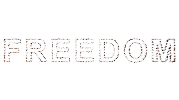 Concept Conceptual Large Community People Forming Freedom Word Illustration Metaphor — Fotografia de Stock