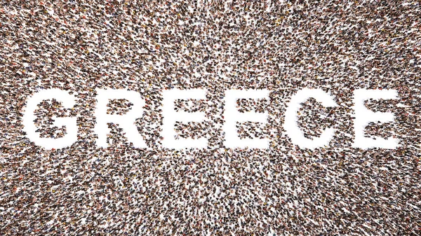 Koncepció Vagy Koncepcionális Nagy Közösség Emberek Alkotó Szó Görögország Illusztráció — Stock Fotó
