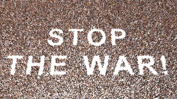 Concept Conceptuel Grande Communauté Personnes Formant Stop War Message Illustration — Photo