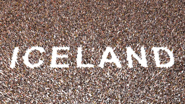 Έννοια Εννοιολογική Μεγάλη Κοινότητα Ανθρώπων Που Σχηματίζουν Λέξη Ισλανδια Εικονογράφηση — Φωτογραφία Αρχείου