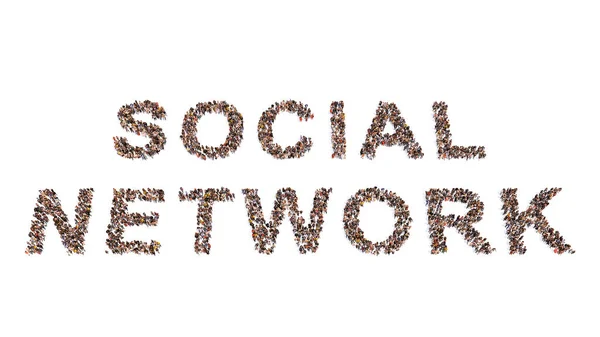 Concept Conceptual Large Community People Forming Social Network Message Illustration — Stock Photo, Image