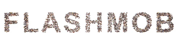 Konzept Oder Konzeptionelle Große Gemeinschaft Von Menschen Die Flashmob Wort — Stockfoto