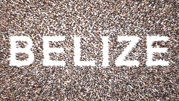 Begreppet Eller Begreppsmässig Stor Gemenskap Människor Som Bildar Ordet Belize — Stockfoto