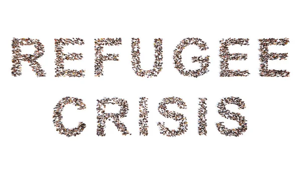 Концепція Або Концептуальне Співтовариство Людей Формують Повідомлення Refugee Cris Ілюстрація — стокове фото