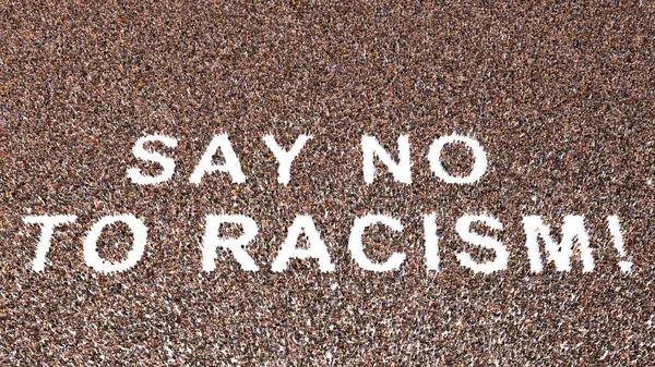 Concept Conceptual Large Community People Forming Say Racism Slogan Illustration — Stock Photo, Image