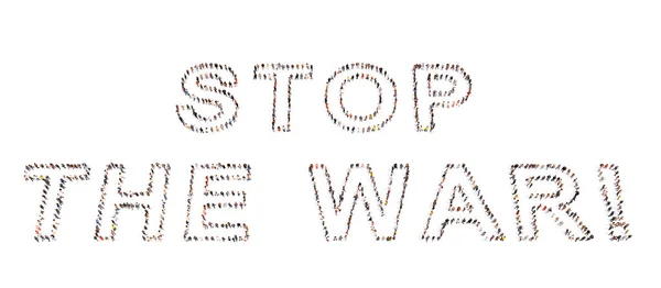 Концептуальне Велике Співтовариство Людей Утворюють Повідомлення Stop War Ілюстрація Метафора — стокове фото