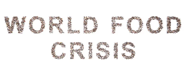 Concept Conceptual Large Community People Forming World Food Crisis Message — Foto de Stock