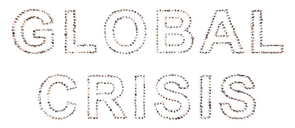 Concept Conceptual Large Community People Forming Global Crisis Message Illustration — Fotografia de Stock