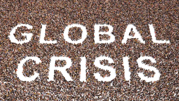 Concept Conceptual Large Community People Forming Global Crisis Message Illustration — 图库照片