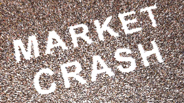 Concept Conceptual Large Community People Forming Market Crash Message Illustration — Stock Photo, Image