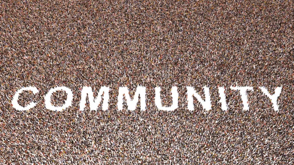 Концепція Або Концептуальна Велика Громада Людей Формують Слово Community Ілюстрація — стокове фото