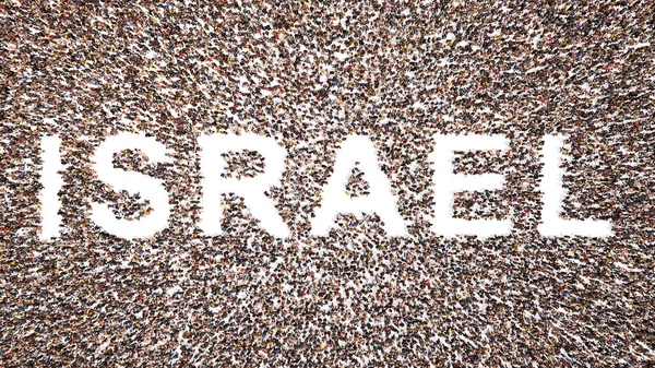 Conceito Grande Comunidade Conceitual Pessoas Formando Palavra Israel Ilustração Metáfora — Fotografia de Stock
