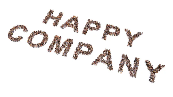 Happy Company Üzenetet Alkotó Emberek Fogalmi Közössége Illusztráció Metafora Szakmai — Stock Fotó