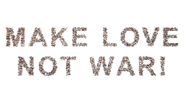 Концепция Концептуальное Большое Сообщество Людей Формирующих Make Love War Сообщение — стоковое фото