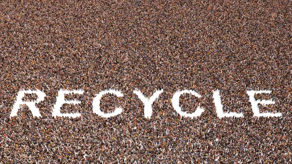 Konzeptionelle Große Gemeinschaft Von Menschen Die Das Wort Reccycle Bilden — Stockfoto